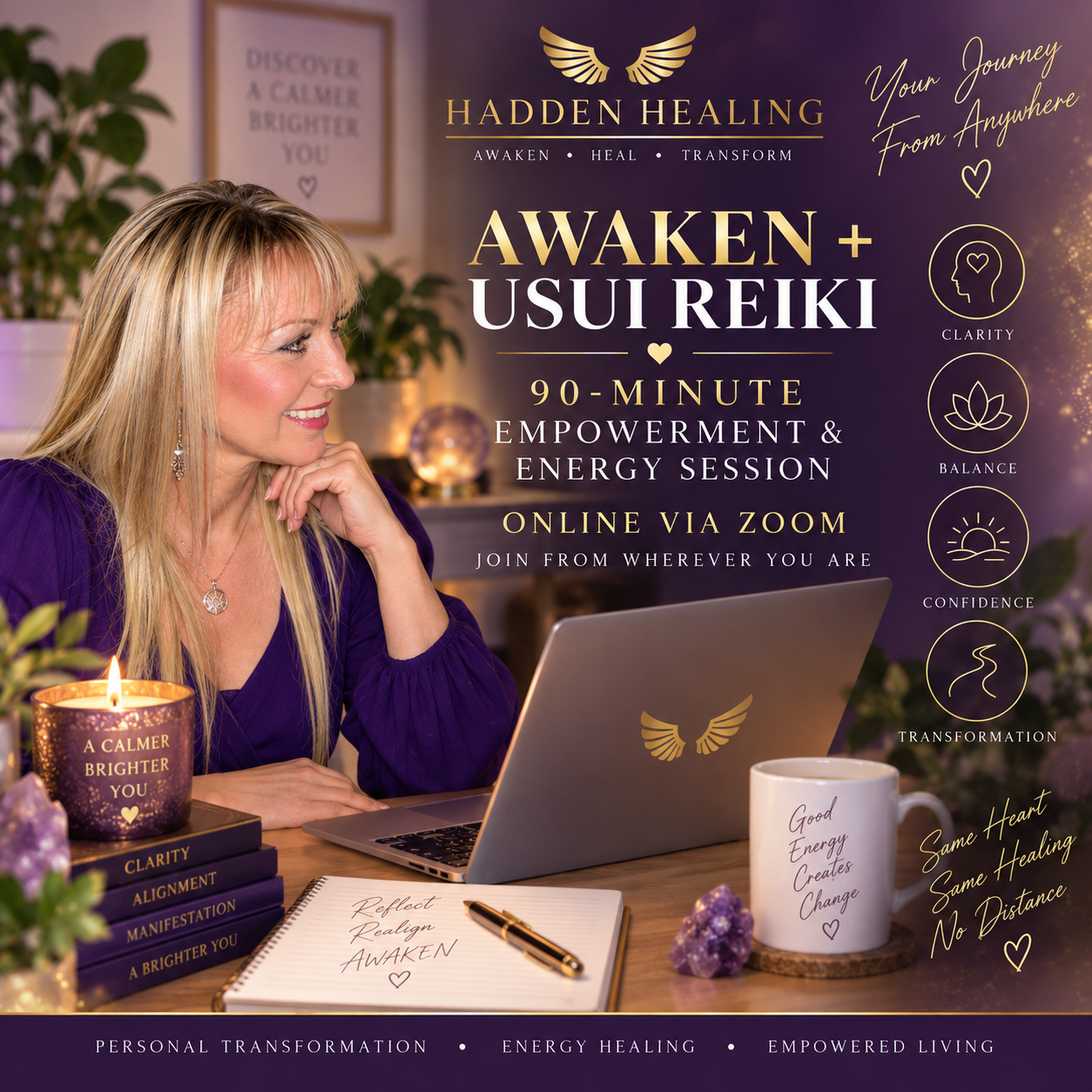 AWAKEN + Usui Reiki – 90 Minute Empowerment & Energy Session £85 | Online via Zoom or In Person in Edenbridge. Kent UK image
