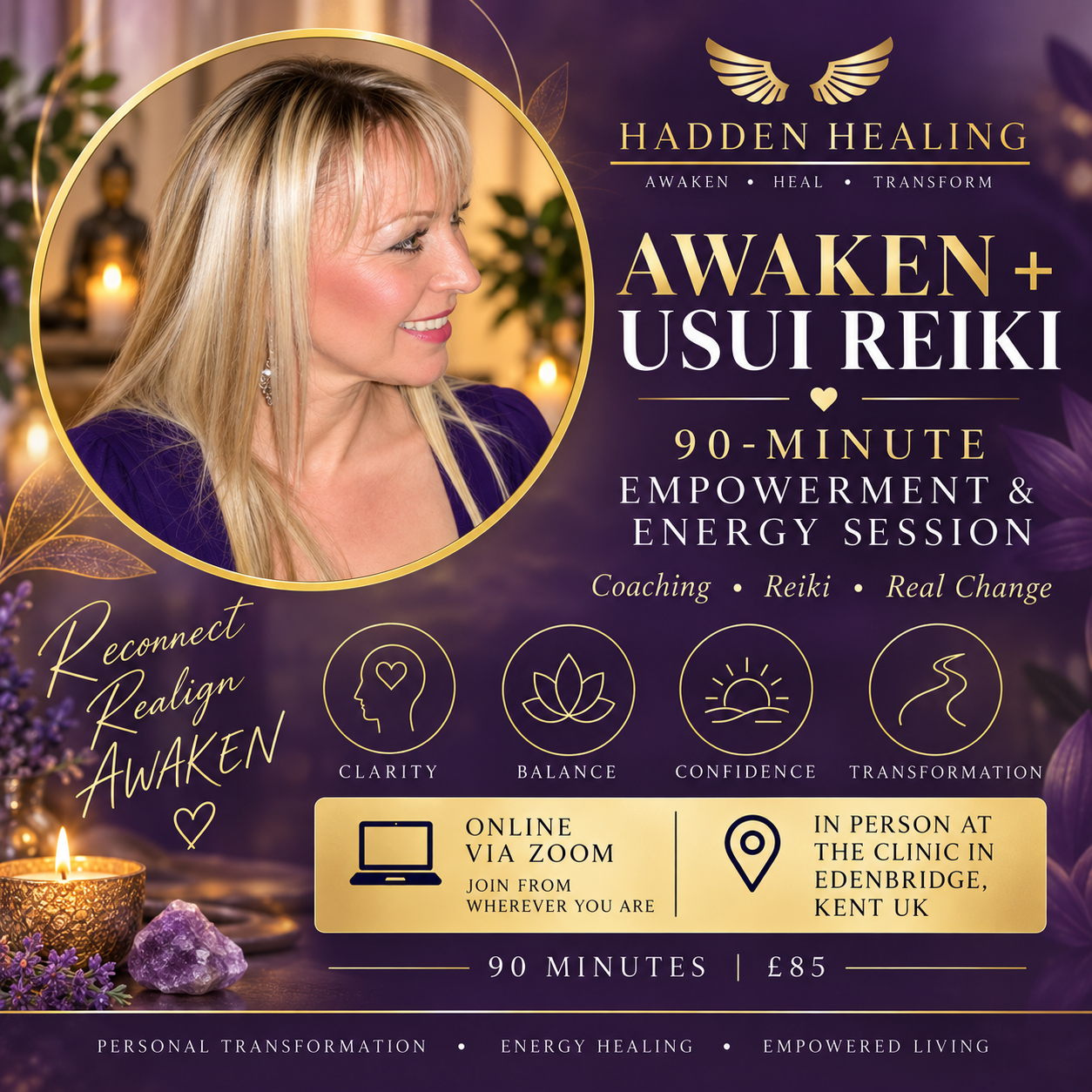 Awaken + Usui Reiki – 90 Minute Empowerment & Energy Session £85 | Online Via Zoom Or In Person In Edenbridge. Kent Uk
